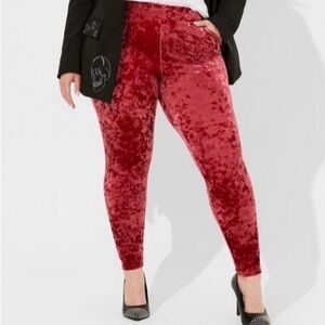 Torrid Dark Red Crushed Velvet Leggings Sz 2 2X NWT